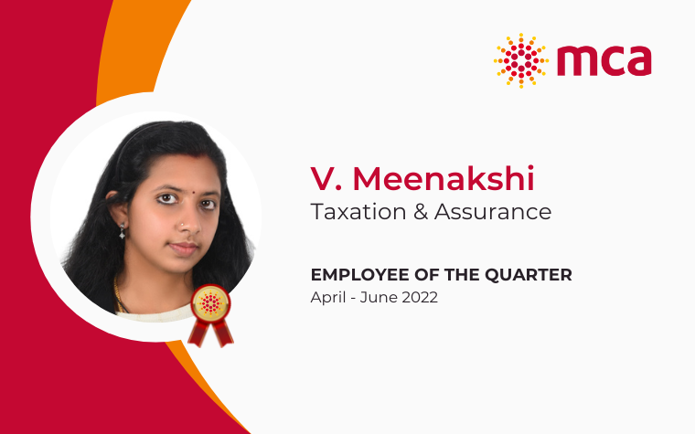MCA Champion of the Quarter - June 2022 Meenakshi - MCA Champion of the Quarter