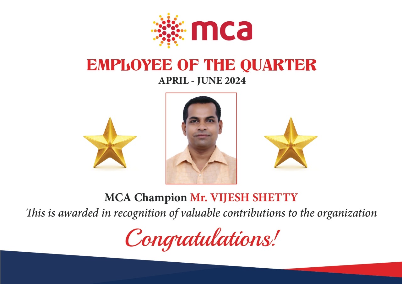 MCA Champion of the Quarter - June 2024 MCA Champion of the Quarter - June 2024 - Vijesh Shetty