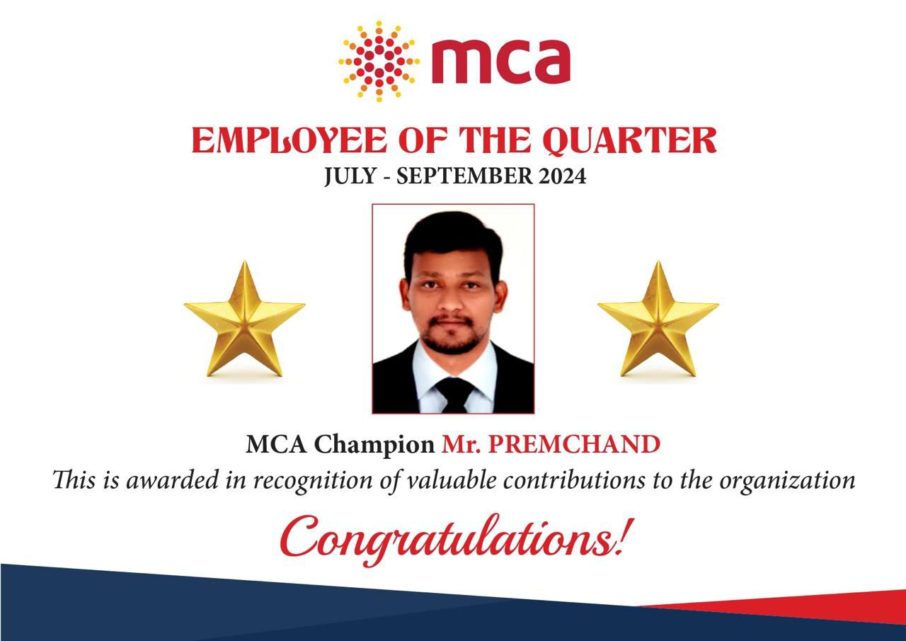 MCA Champion of the Quarter - September 2024 MCA Champion of the Quarter - September 2024