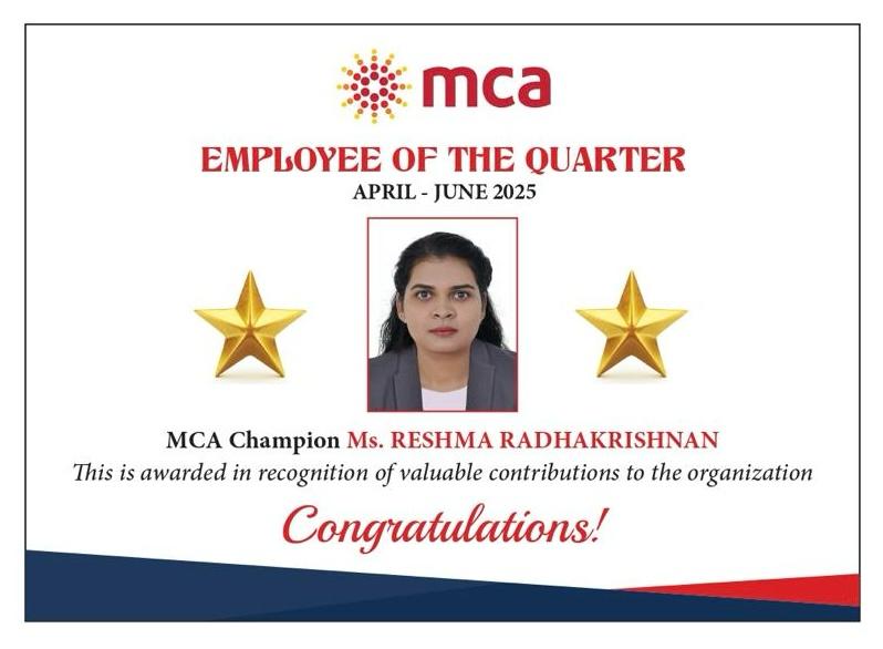 MCA Champion of the Quarter - June 2025 MCA Champion of the Quarter - June 2025
